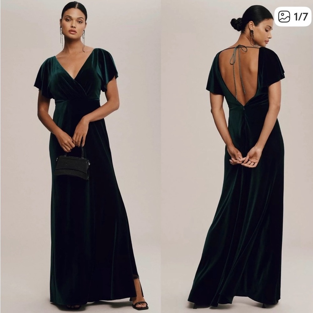 Anthropologie Jenny Yoo flutter sleeve velvet dress